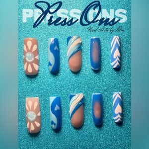 Blue and Pink Press-On Nails